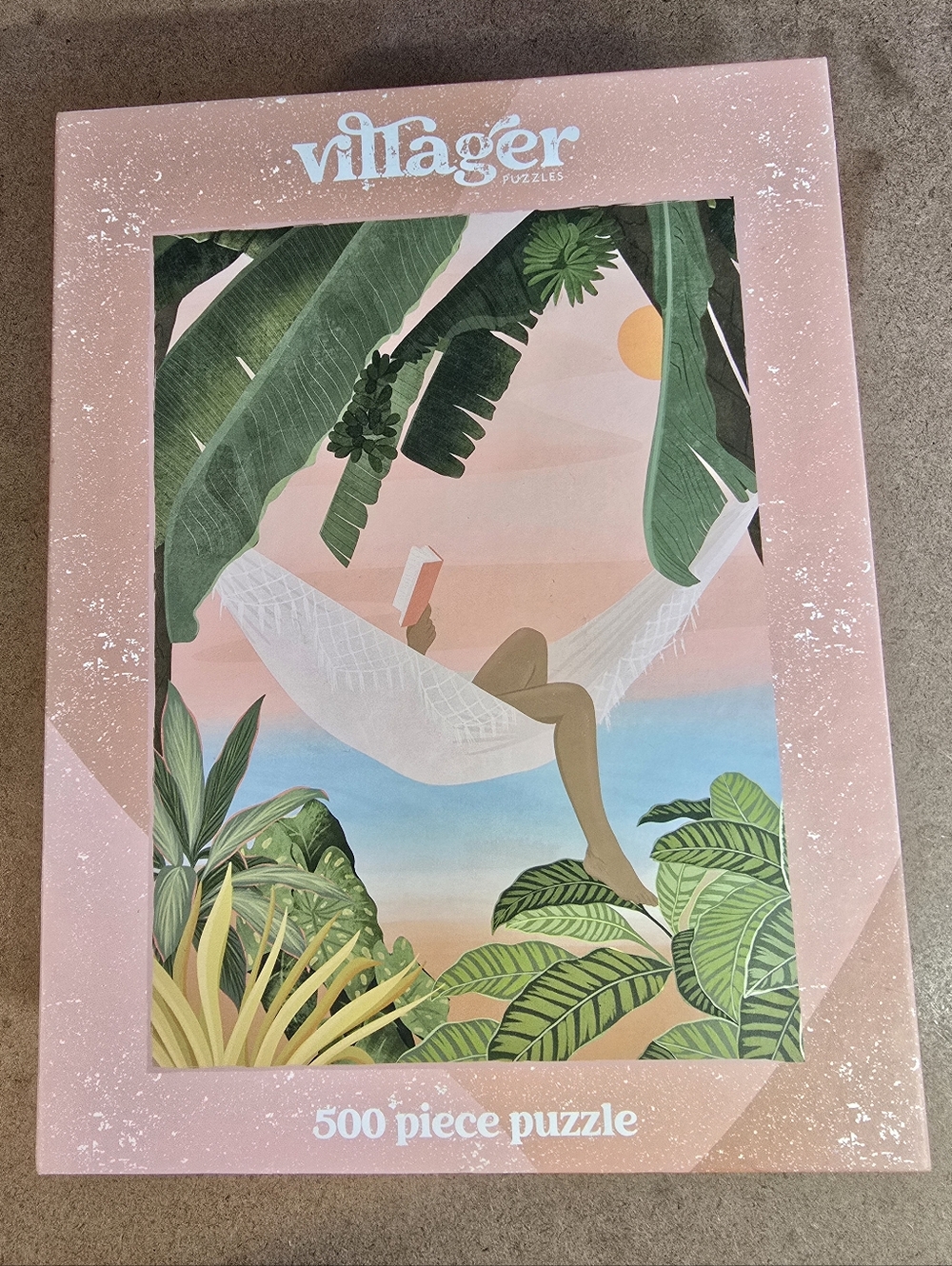 Villager Tropical Hammock Puzzle - Pink Frame with Green Foliage